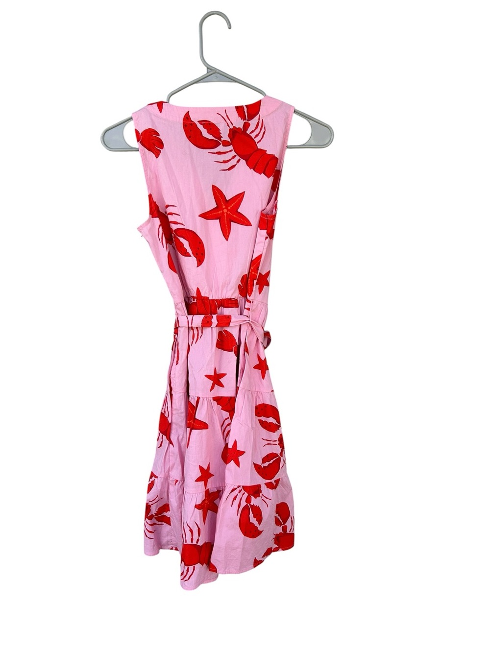 J. Crew Sleeveless Pink Lobster Print Tie-Waist Dress - Size 00 - Tie Waist - Picture 11 of 12